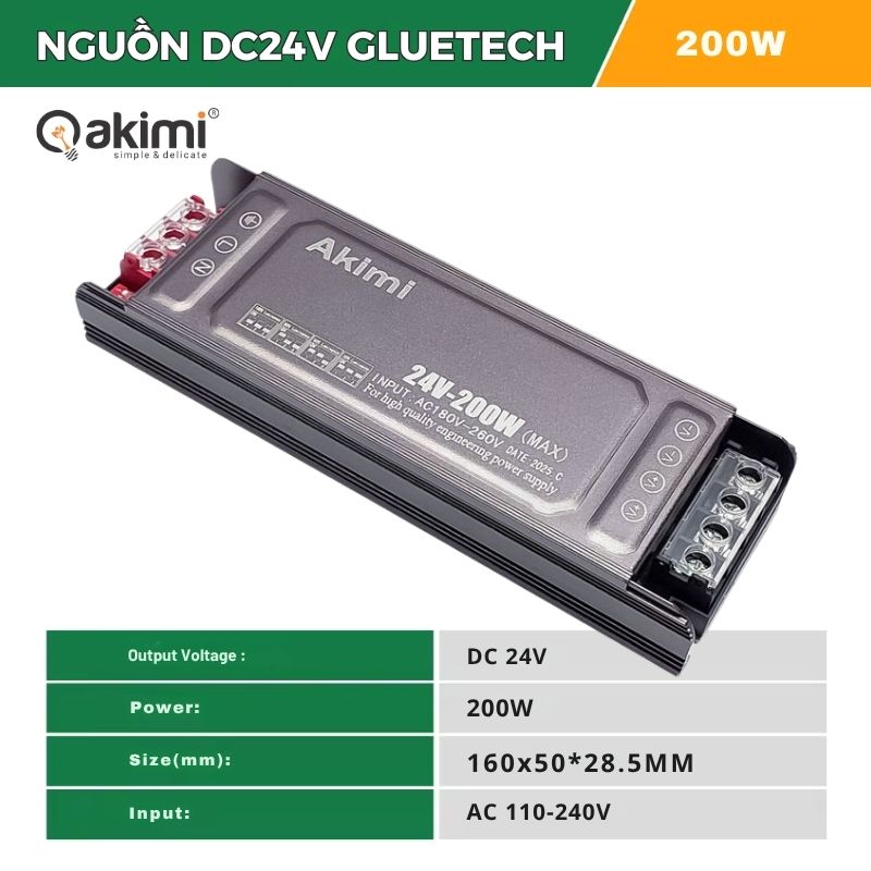 Bộ Nguồn Led Dây DC24V AKIMI GLUETECH 200W